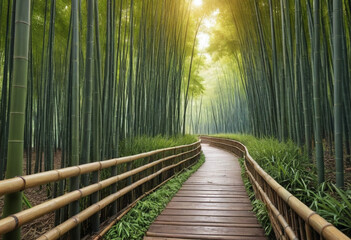 Fototapeta premium A bamboo forest pathway. 