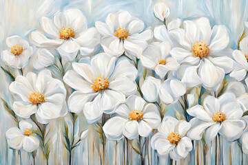 Obraz premium Acrylic abstract painting of white flowers