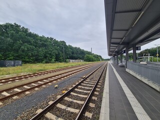Fototapeta premium railways at the train station in Strausberg, Brandenburg