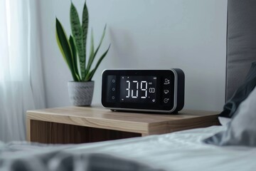 Modern Digital Alarm Clock with LED Display in Cozy Minimalist Bedroom for Home Design Inspiration