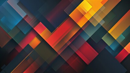 Vibrant translucent geometric shapes overlapping to create a contemporary abstract background in an illustration