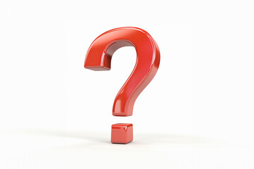 3D Big red question mark icon. Faq symbol in white background.