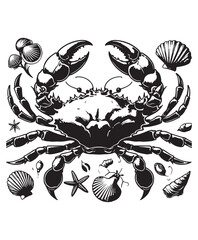 crab vector art,graphics crabs icons set,vintage illustration crab clipart,vector crabs flat style artwork design © Graphic_Design
