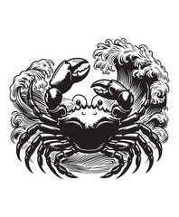 crab vector art,graphics crabs icons set,vintage illustration crab clipart,vector crabs flat style artwork design