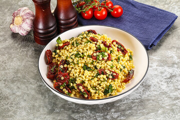 Vegetarian Pasta ptitim with vegetables