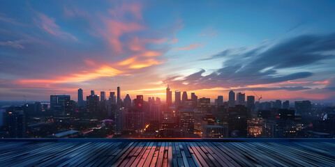 Vantage Point Rooftop View of Panoramic City Skyline. Concept Rooftop Photography, City Skyline Views, Vantage Point, Urban Landscape, Panoramic Scenery