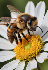  A close-up of a bee on a flower. 