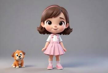 beautiful cute little girls 3d animated style beautiful adorable cartoon style 3d realistic...