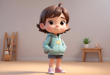 beautiful cute little girls 3d animated style beautiful adorable cartoon style 3d realistic...