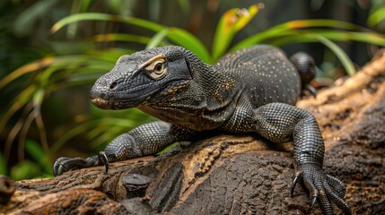 Fototapeta premium Black Timor Monitor Lizard