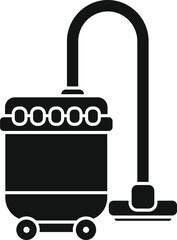 Black icon of a vacuum cleaner using suction power, with a full dust bag