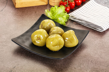 Homemade pickled green tomato appetizer