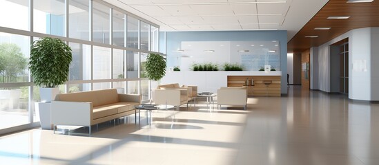 Lobby in modern medical clinic