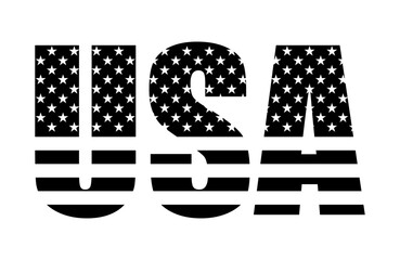 USA flag text black and white