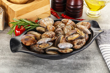 Raw vongole clams for cooking