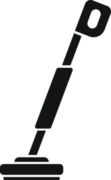 recommend clip art: Black simple style icon of a hand push rotary lawn mower being used for cutting grass