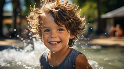 Obraz premium Little Girl Swimming in the Ocean