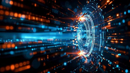 Obraz premium Futuristic digital technology abstract background. 3d rendering toned image
