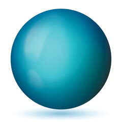 Glass blue ball or precious pearl. Glossy realistic ball, 3D sphere. Abstract vector illustration highlighted on a white background. Big metal bubble with shadow