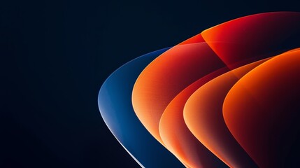 Modern abstract background with vibrant shapes and energetic curves in dark blue, orange, and red, creating a sense of motion. Ideal for digital projects