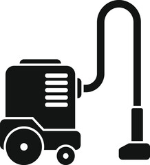 Fototapeta premium Black and white icon of a professional vacuum cleaner using a nozzle for dust removal