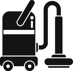 Black and white icon of a professional cleaning machine, ideal for representing carpet cleaning services