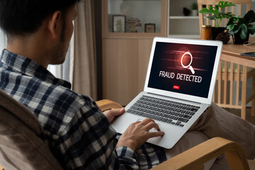 Cyber security software show alert of cyber attack for protection snugly. Danger from virus, phishing and cyber fraud.