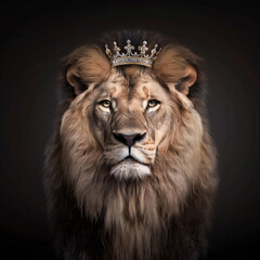 Naklejka premium Majestic Lion with Crown