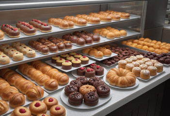 A French patisserie with an array of pastries. 