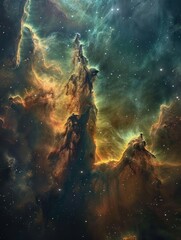 Astroimaging of a vibrant nebula within a galaxy, showing stellar formations and cosmic phenomena.