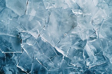 Obraz premium A blue background with a lot of broken ice. The ice is in many different shapes and sizes