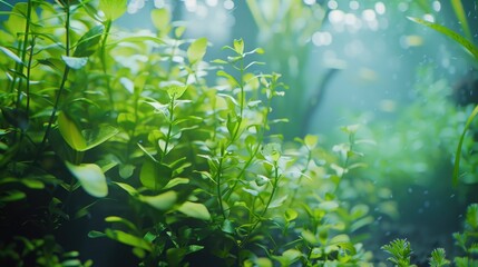 Fototapeta premium A lush green plant with many leaves and stems