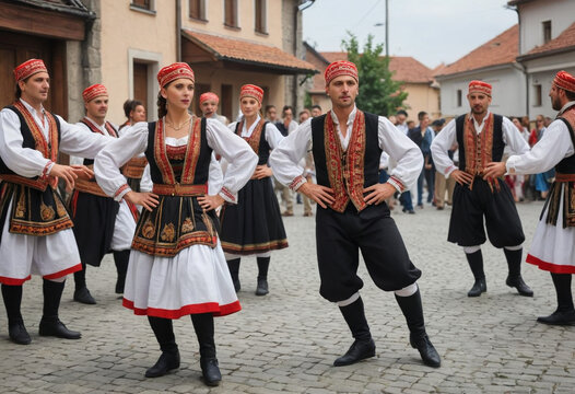  A traditional Serbian folk dance performance. 