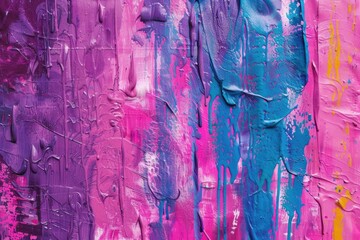 A painting with a purple, blue, and pink background. The colors are bright and bold, creating a sense of energy and excitement. The painting appears to be abstract