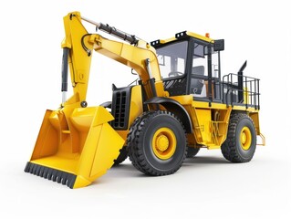 Fototapeta premium Yellow Bulldozer Isolated on White Background. Generative ai.