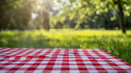 Checkered Cloth on Lush Green Grass, Perfect Picnic Spot