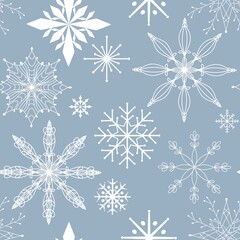 Christmas ice scribble seamless snowflakes pattern for wrapping paper