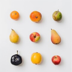 Fresh Fruit Arrangement on White Background