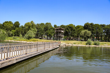 Bird watching tower on the edge of Yeniçağa Lake