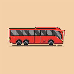 Red Traveling Bus Vector Illustration. Public Transport Service Concept Design