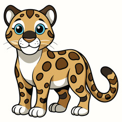 Fototapeta premium Cute Leopard Icon Vector on White Transparent Background for Kids Books