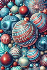 christmas balls on a red background