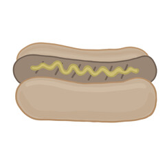 Bratwurst Brat with Bun and Mustard