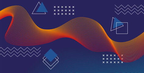 Y2k Style abstract background design, with strange wireframes and graphic geometrical shapes in bright gradient colors. Colorful abstract background for Smartphone screensaver