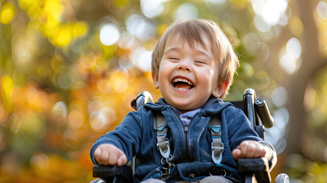 Cute disabled child happy joyful and uplifting moment cheerful expression inspirational and heartwarming scene vibrant and positive portrayal of resilience and happiness