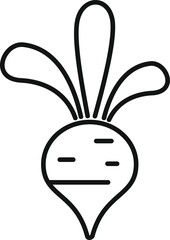 Simple and minimalist line art icon of a beetroot growing, perfect for healthy food or vegan concepts