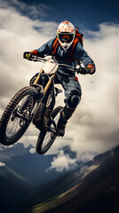 High Flying: A Mountain Biker&rsquo;s Daredevil Stunt Against the Backdrop of Rugged Wilderness