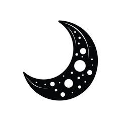 crescent moon with detailed craters vector design