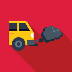 Yellow minivan emitting exhaust fumes, a visual representation of air pollution and environmental damage