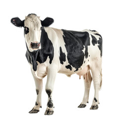 A black and white cow standing on white background,png